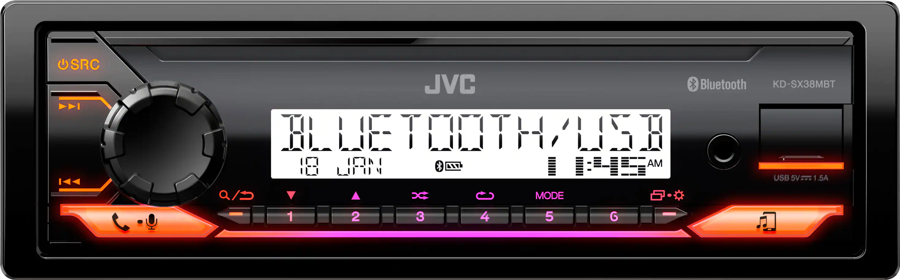 JVC - Bluetooth Digital Media (DM) Receiver with Glare Free Display and Variable Color - Black - Image 2