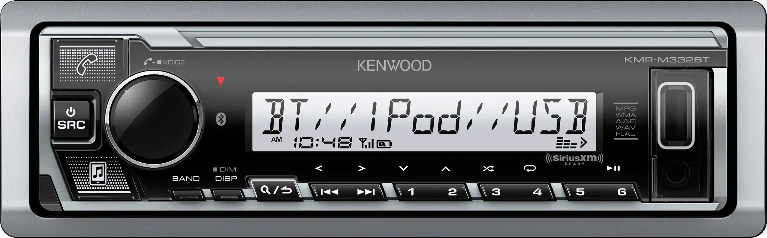 Kenwood - Bluetooth Digital Media (DM) Marine Receiver with Satellite Radio-Ready - Silver