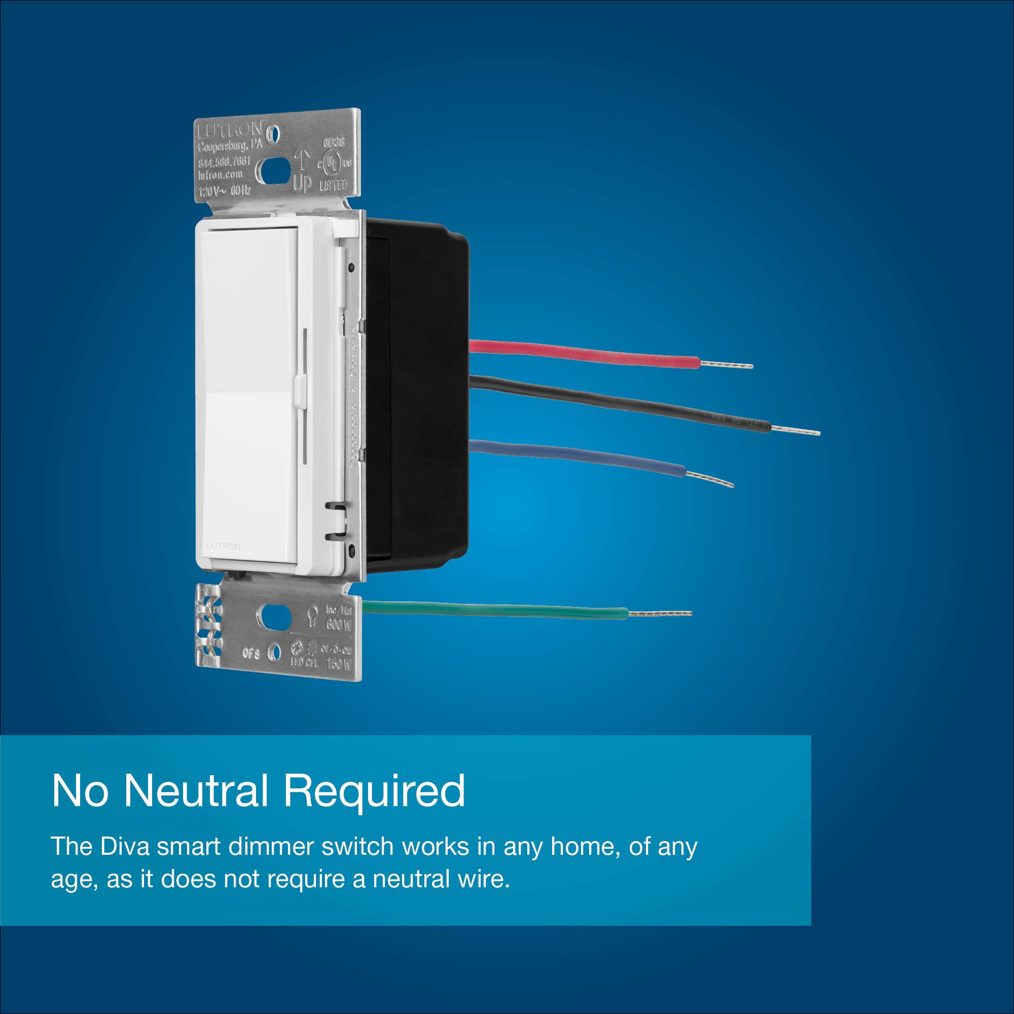 Lutron - Diva Smart Dimmer Switch - White - Image 11