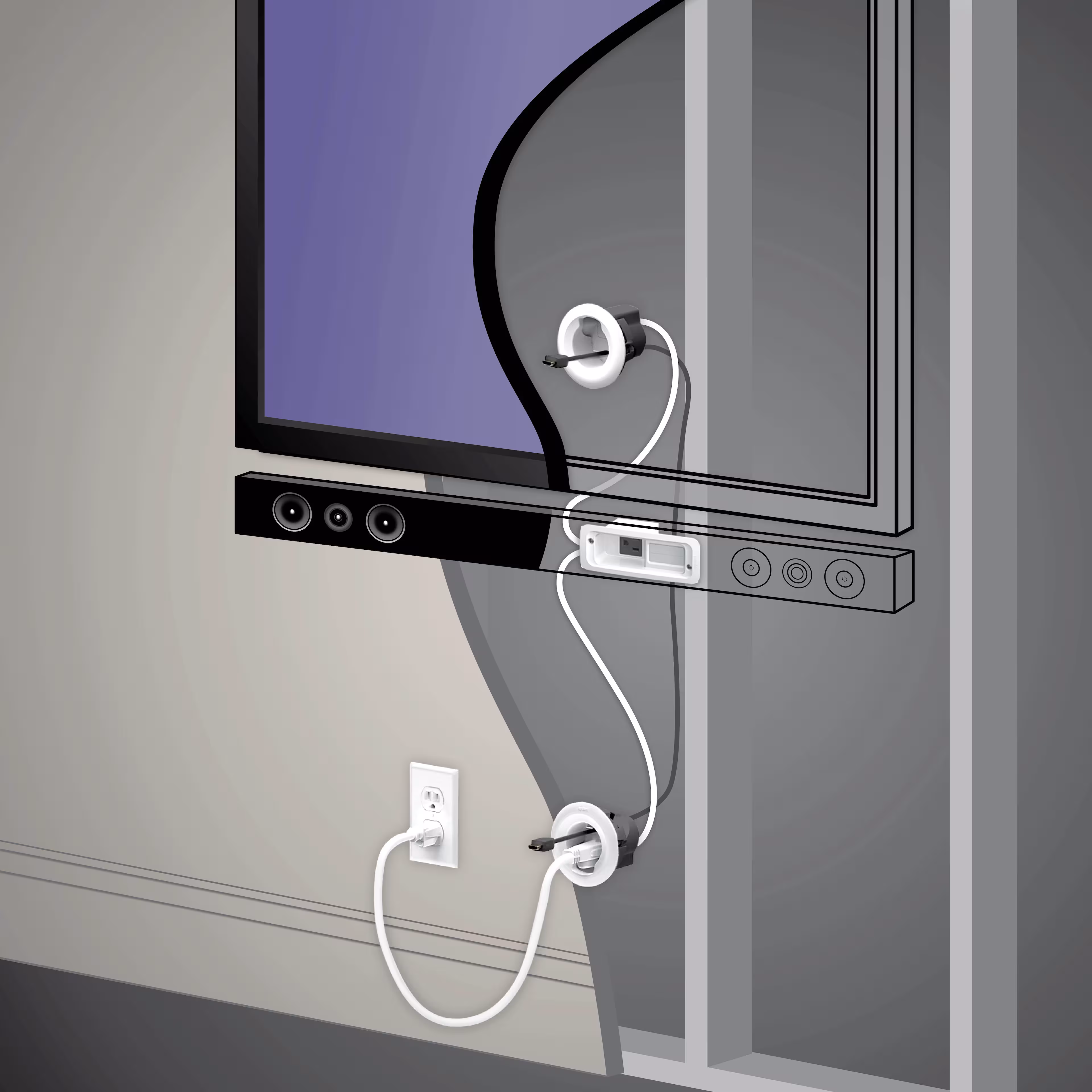 Sanus - In-Wall Cable Concealer TV and Soundbar Power Kit for Mounted TVs and Soundbars - White - Image 5