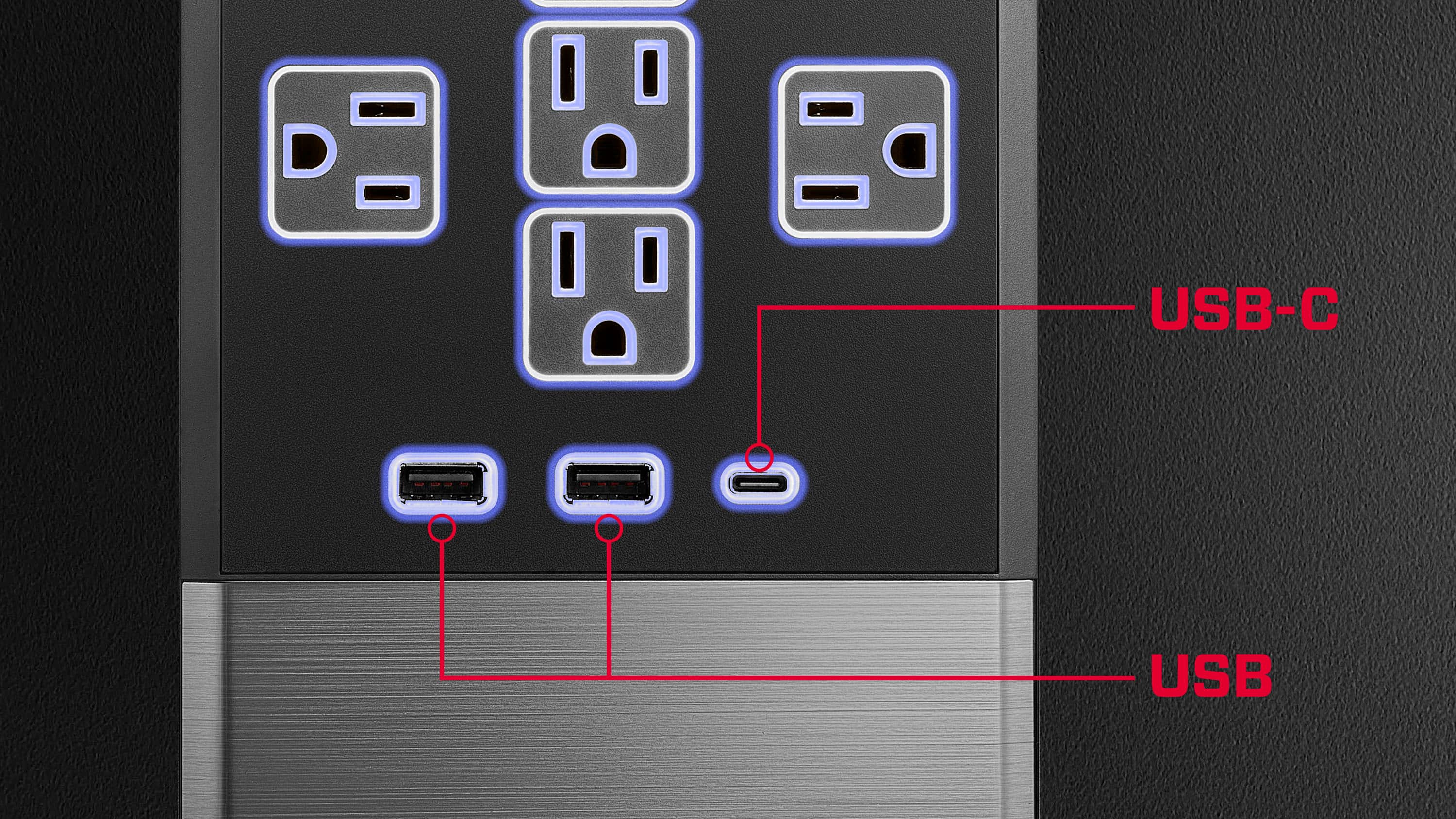 Rocketfish™ - 12-Outlet 5,280 Joules Surge Protector with USB and USB-C - Black - Image 8