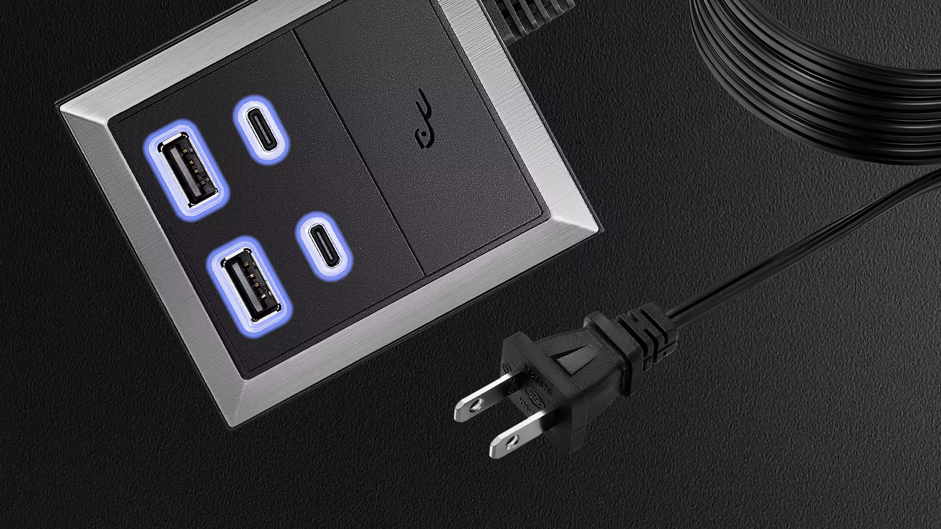 Rocketfish™ - 12-Outlet 5,280 Joules Surge Protector with USB and USB-C - Black - Image 7