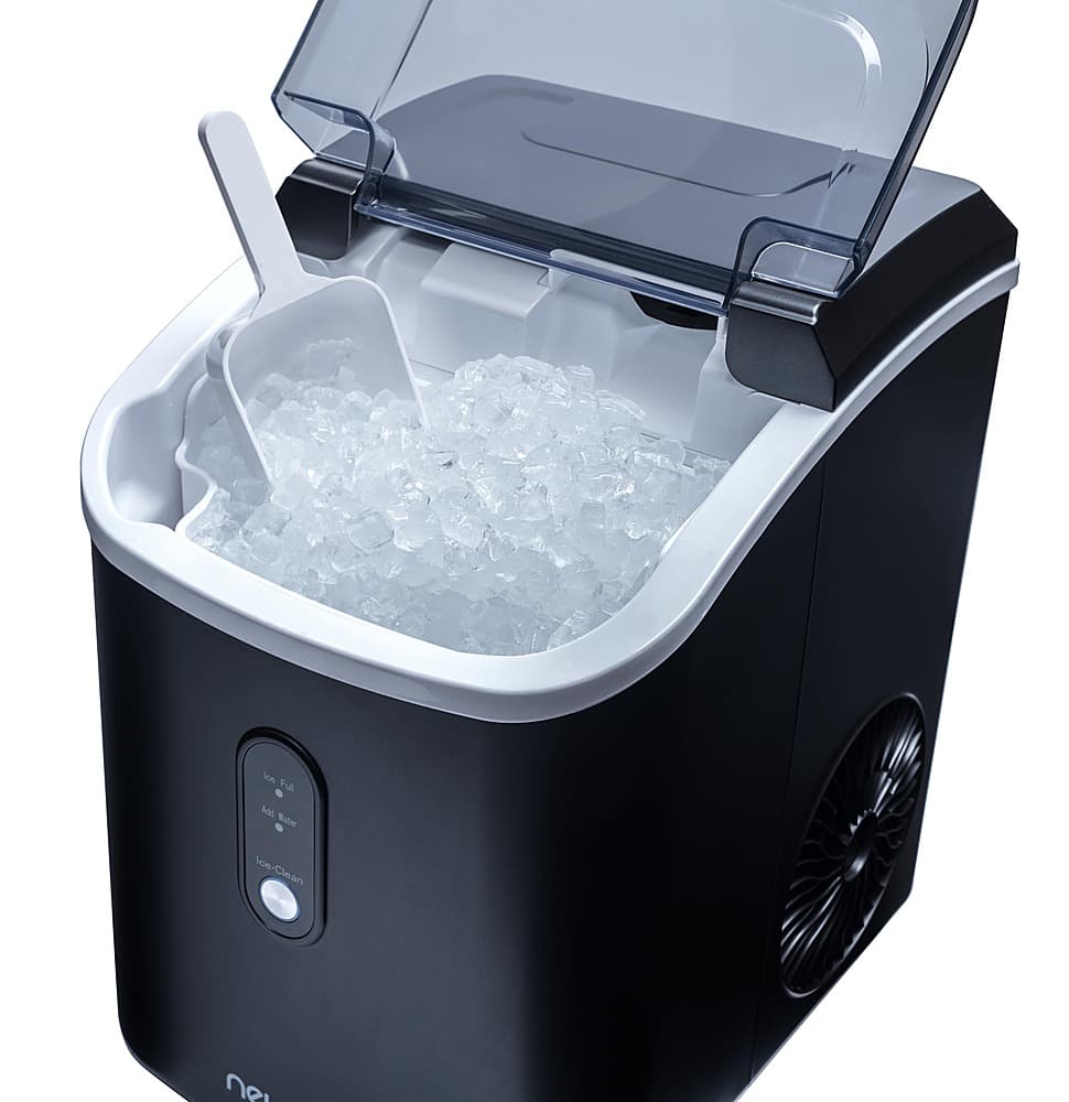 NewAir - 26 lb Countertop Nugget Ice Maker with Self-Cleaning Function, Ice Scoop and Basket - Black - Image 7