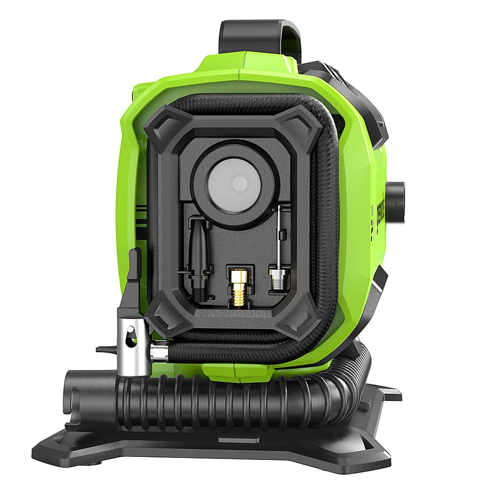 Greenworks - 24 Volt Battery Powered 160-PSI Inflator with 2.0 Ah USB-C Battery & Charger - Green - Image 4