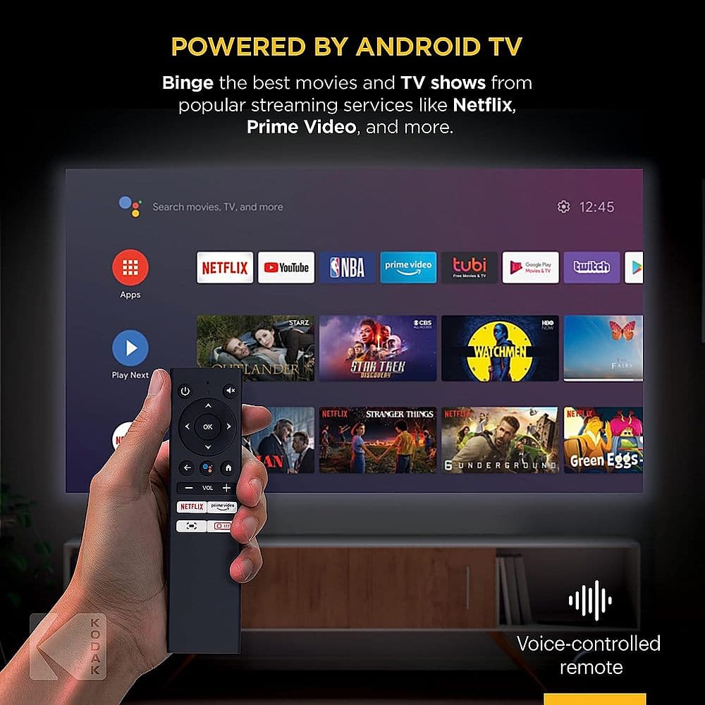 Kodak - FLIK HD9 Smart Projector, 1080p Portable Movie Projector with Android TV, Wi-Fi, Bluetooth & Built-In Speakers - Black - Image 2