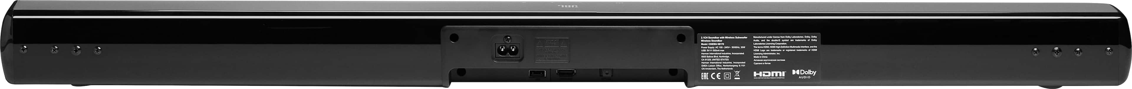 JBL - Cinema SB170 2.1 Channel Soundbar with Wireless Subwoofer - Black - Image 4