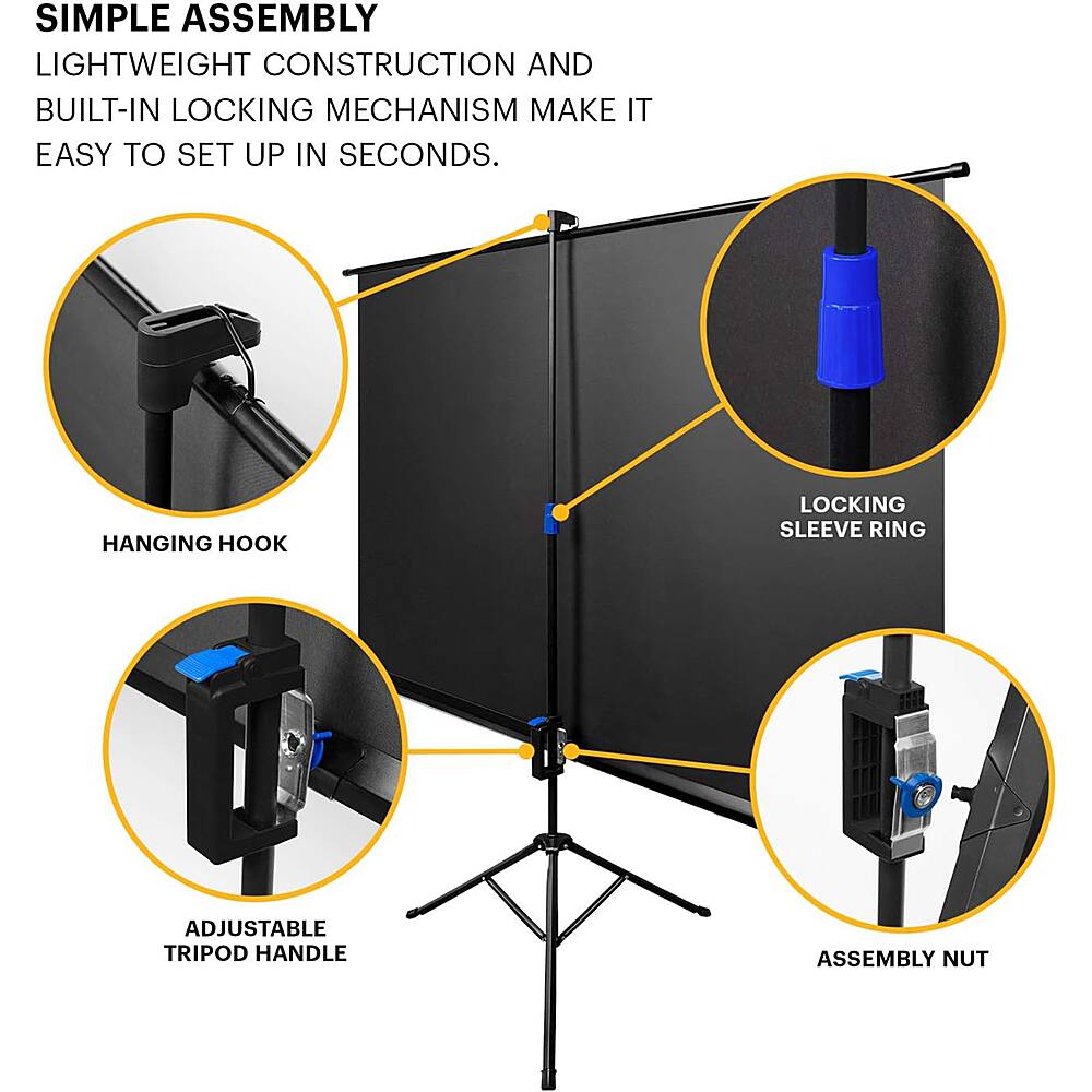 Kodak - 60 inches Portable Projector Screen, Adjustable Projection Screen with Tripod Stand & Carry Bag - White - Image 4
