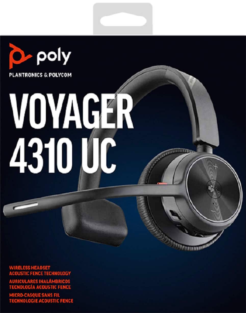 Poly - Voyager 4310 Wireless Noise Cancelling Single Ear Headset with mic - Black - Image 4