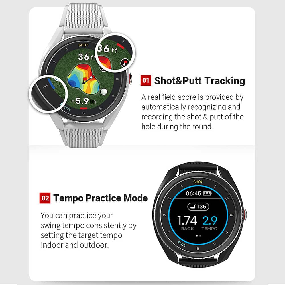 VoiceCaddie - T9 GPS Watch with Green Undulation and Slope - Black - Image 6