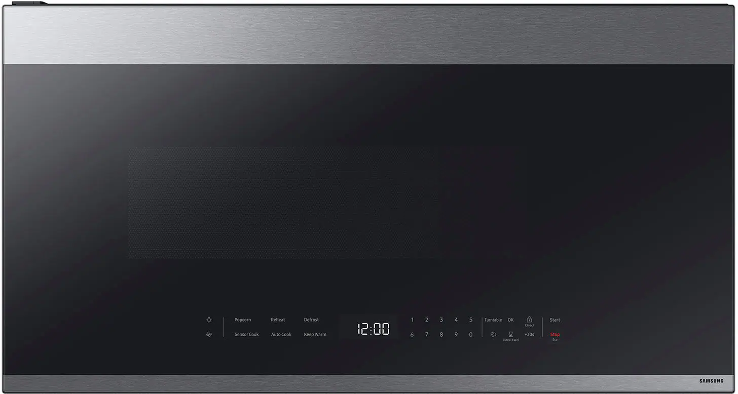 Samsung - Bespoke 2.1 Cu. Ft. Over-the-Range Microwave with Sensor Cooking and Edge to Edge Glass Display - Stainless Steel