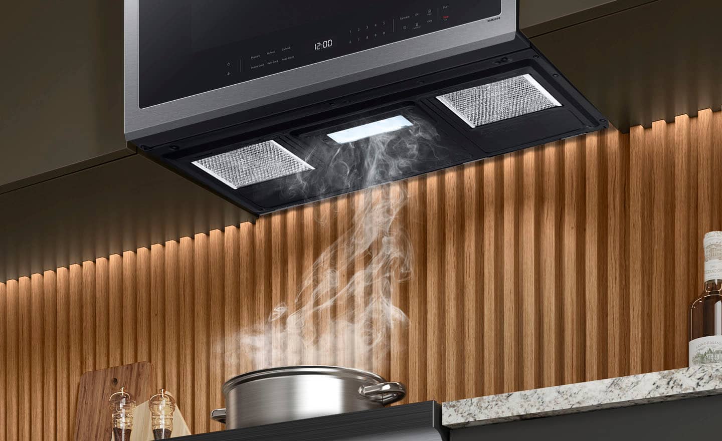 Samsung - 2.1 Cu. Ft. Over-the-Range Microwave with Sensor Cooking and Wi-Fi Connectivity - Stainless Steel - Image 9