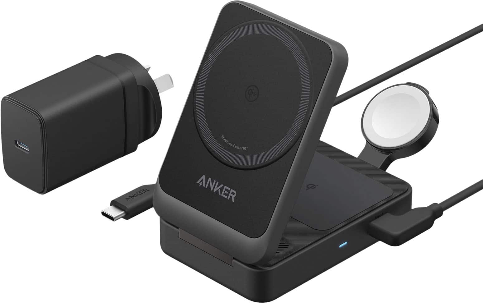 Anker - MagGo 3-in-1 Qi2 15W Wireless Charging Station - Black - Image 2