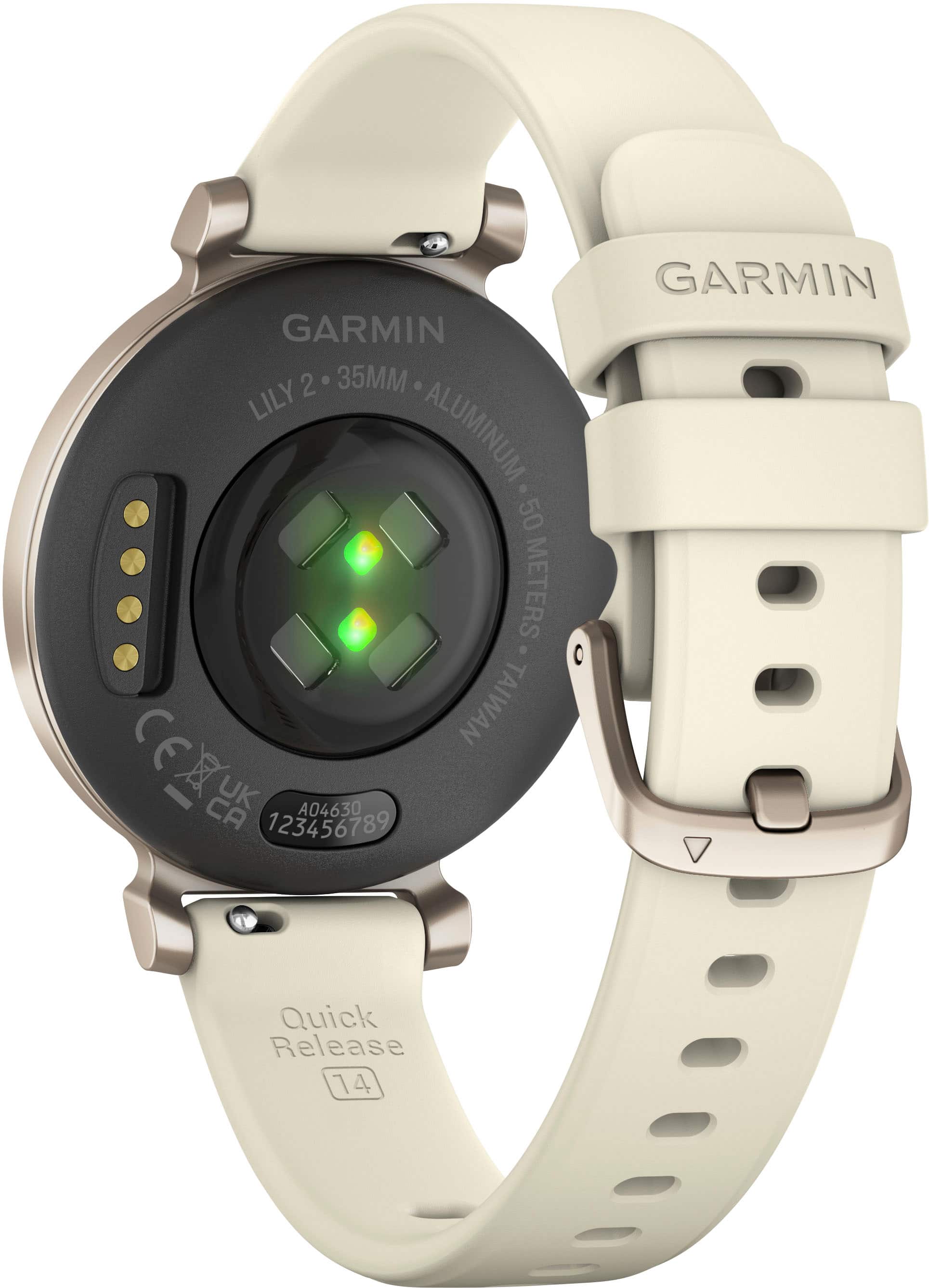 Garmin - Lily 2 Smartwatch 34 mm Anodized Aluminum - Cream Gold with Coconut Silicone Band - (2024) - Image 4