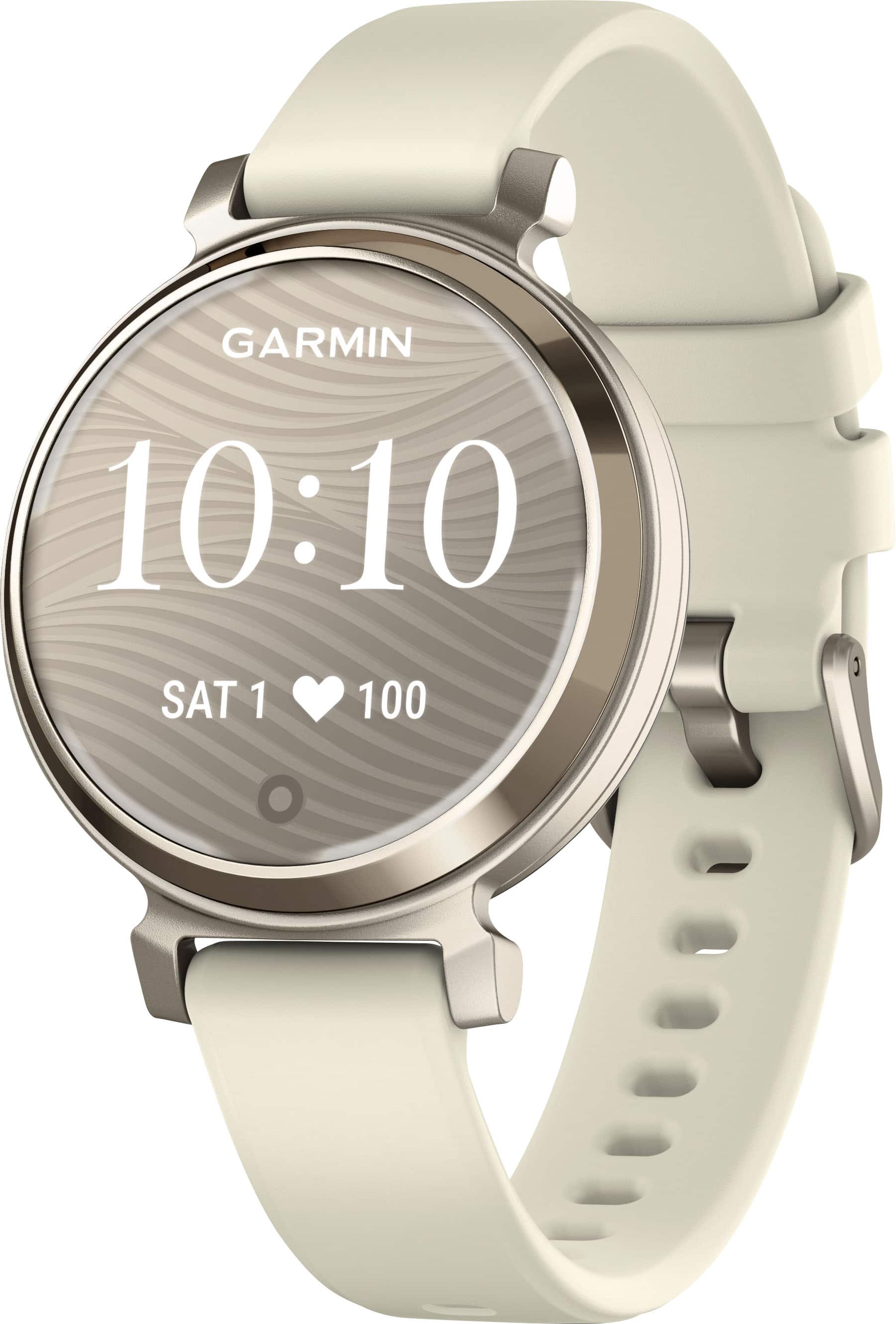 Garmin - Lily 2 Smartwatch 34 mm Anodized Aluminum - Cream Gold with Coconut Silicone Band - (2024)