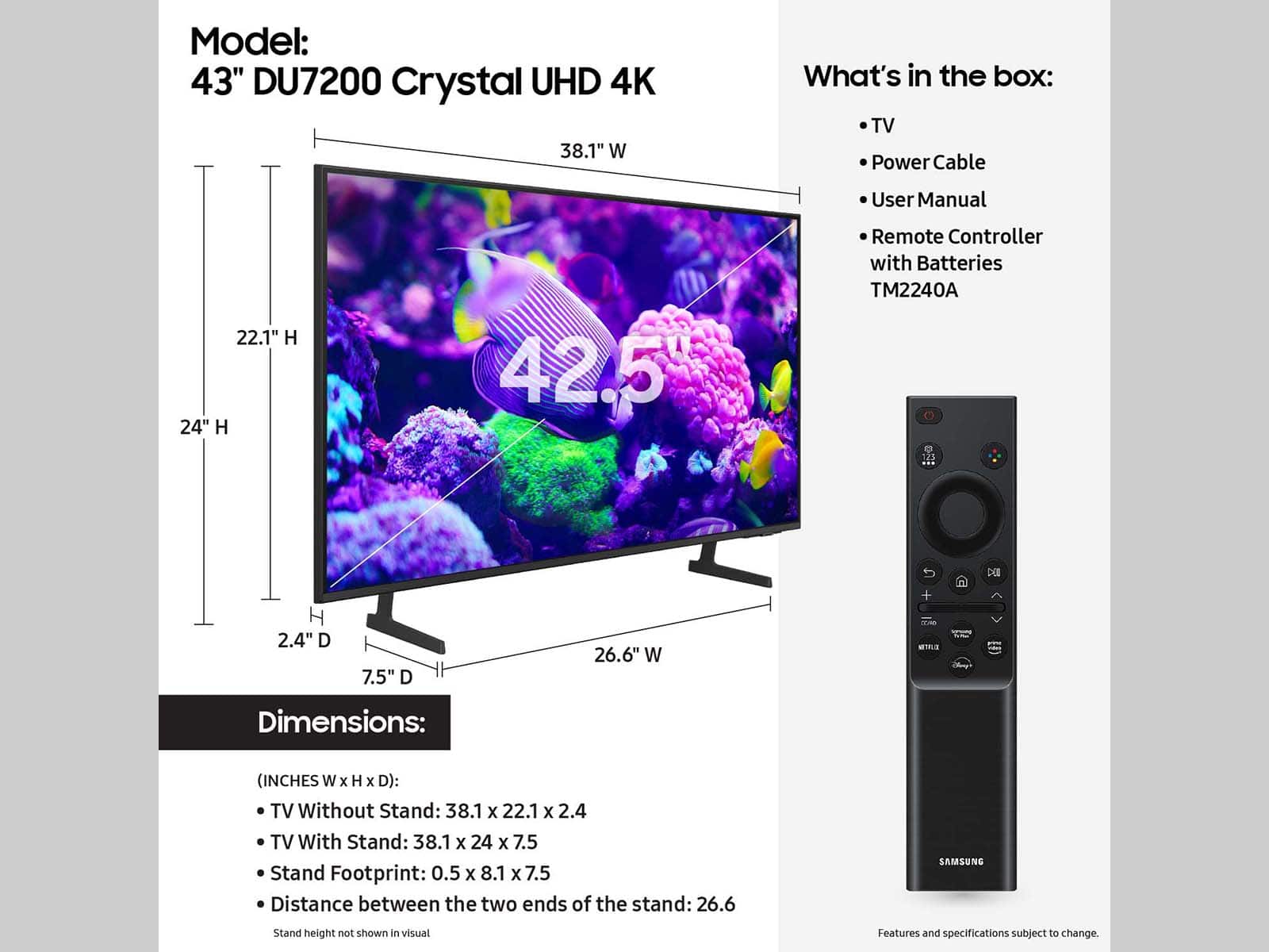 Samsung - 43” Class DU7200 Series Crystal UHD 4K Smart Tizen TV (2024) - Image 7