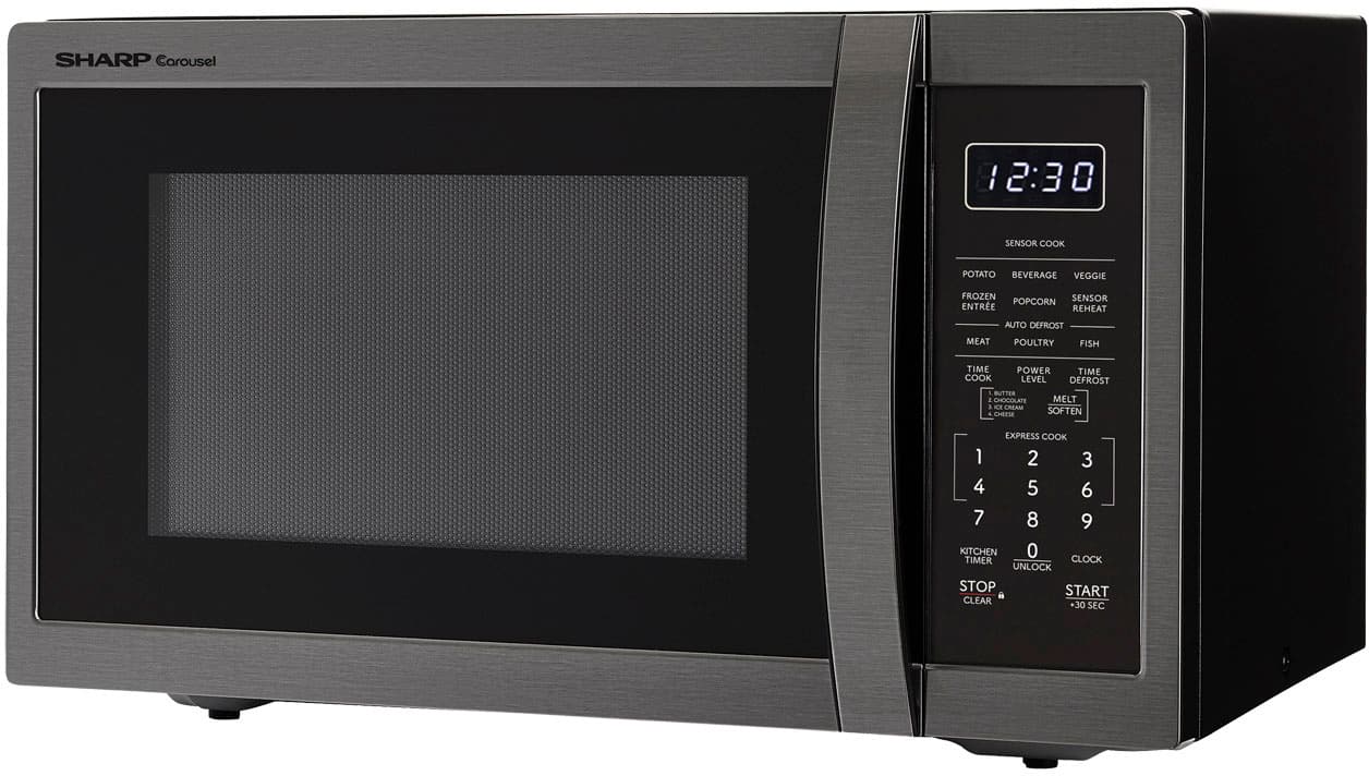 Sharp - 1.4 cu. ft. 1100W Countertop Microwave - Black Stainless - Image 2