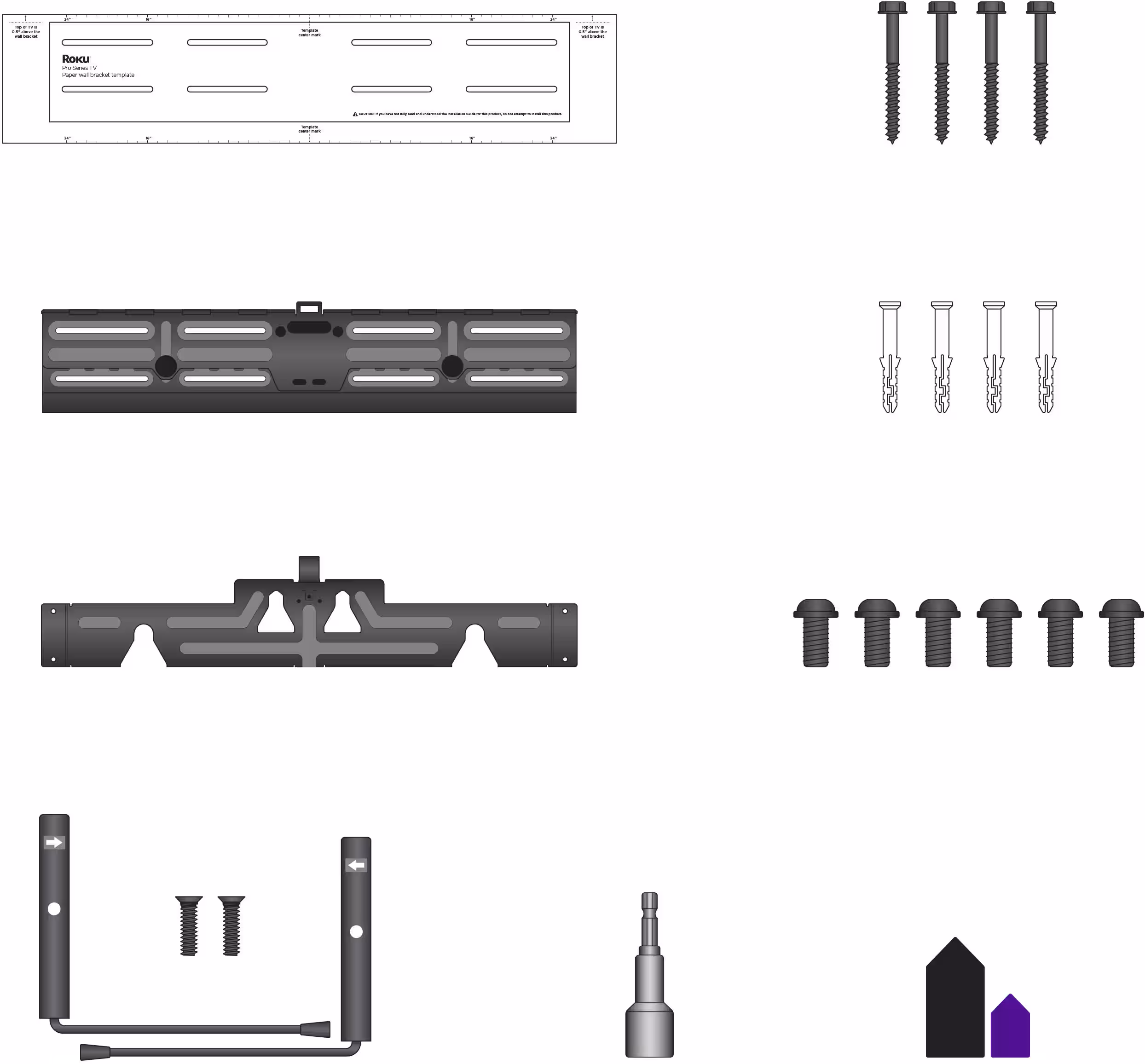 Roku - Wall Mount Kit for 65” Pro Series TV - Ultra-Slim with Minimalist, Flat Design - Hinged Mount for Easy Access to Cables - Black - Image 6