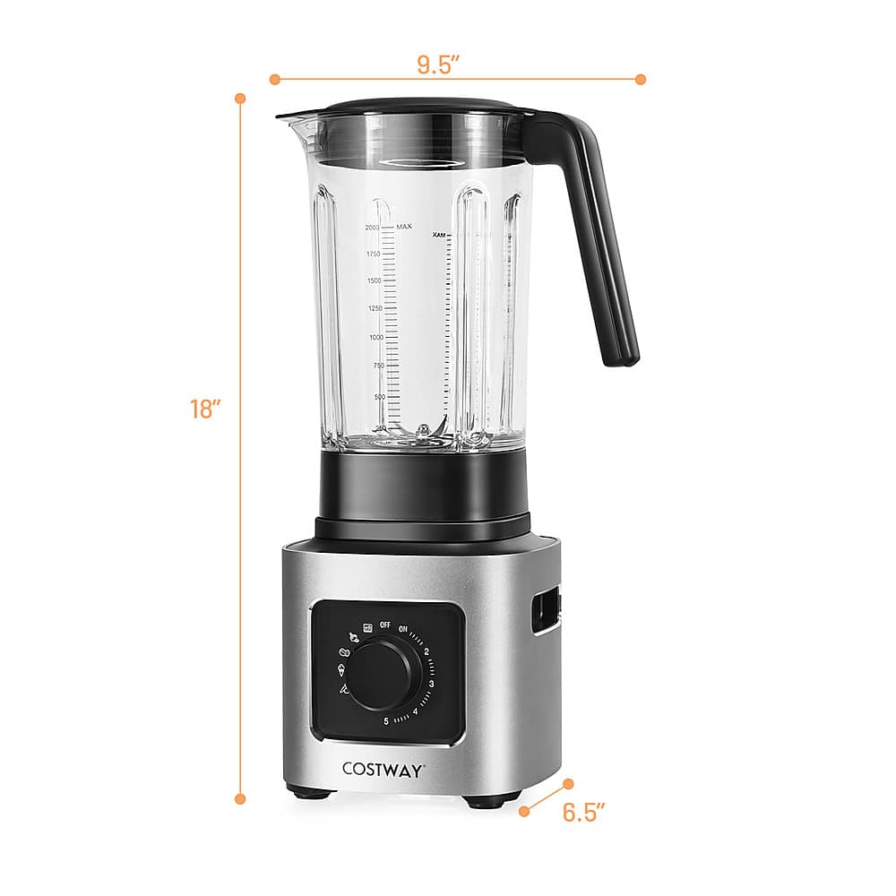Costway - 1500W 5 Speed Countertop Smoothie Blender with 5 Presets & 68oz Tritan Jar - Silver/Black - Image 2