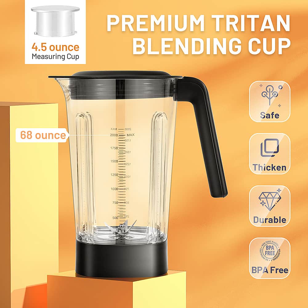 Costway - 1500W 5 Speed Countertop Smoothie Blender with 5 Presets & 68oz Tritan Jar - Silver/Black - Image 6