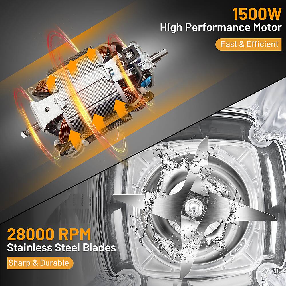 Costway - 1500W 5 Speed Countertop Smoothie Blender with 5 Presets & 68oz Tritan Jar - Silver/Black - Image 7