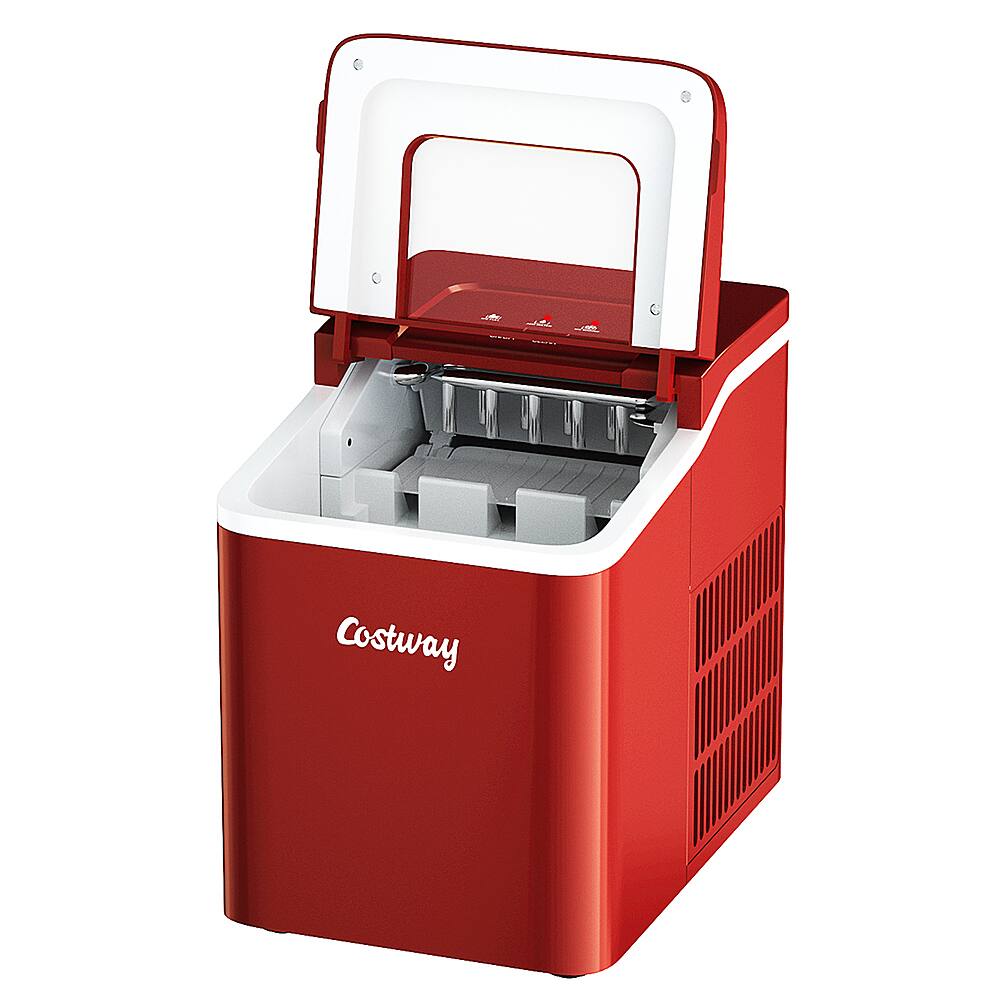 Costway - Portable Ice Maker Machine Countertop 26Lbs/24H Self-cleaning w/ Scoop - Red - Image 11