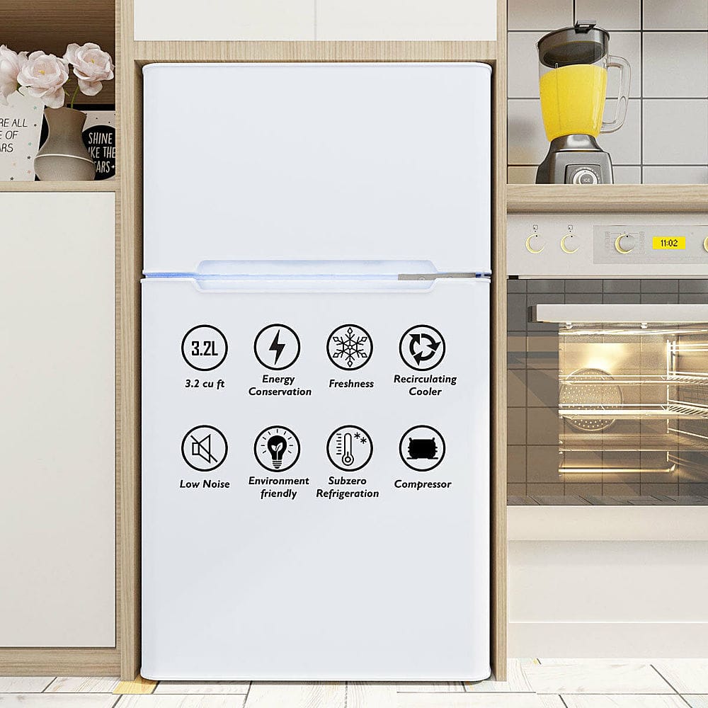 Costway - Refrigerator Small Freezer Cooler Fridge Compact 3.2 cu ft. Unit - White - Image 2