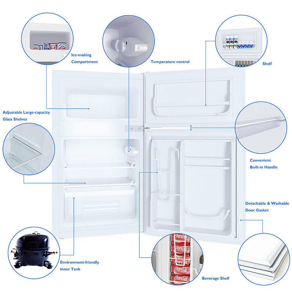 Costway - Refrigerator Small Freezer Cooler Fridge Compact 3.2 cu ft. Unit - White - Image 6