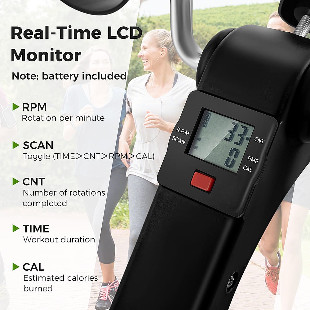 Costway - Folding Fitness Pedal Stationary Under Desk Indoor Exercise Bike for Arms Legs - Black - Image 7