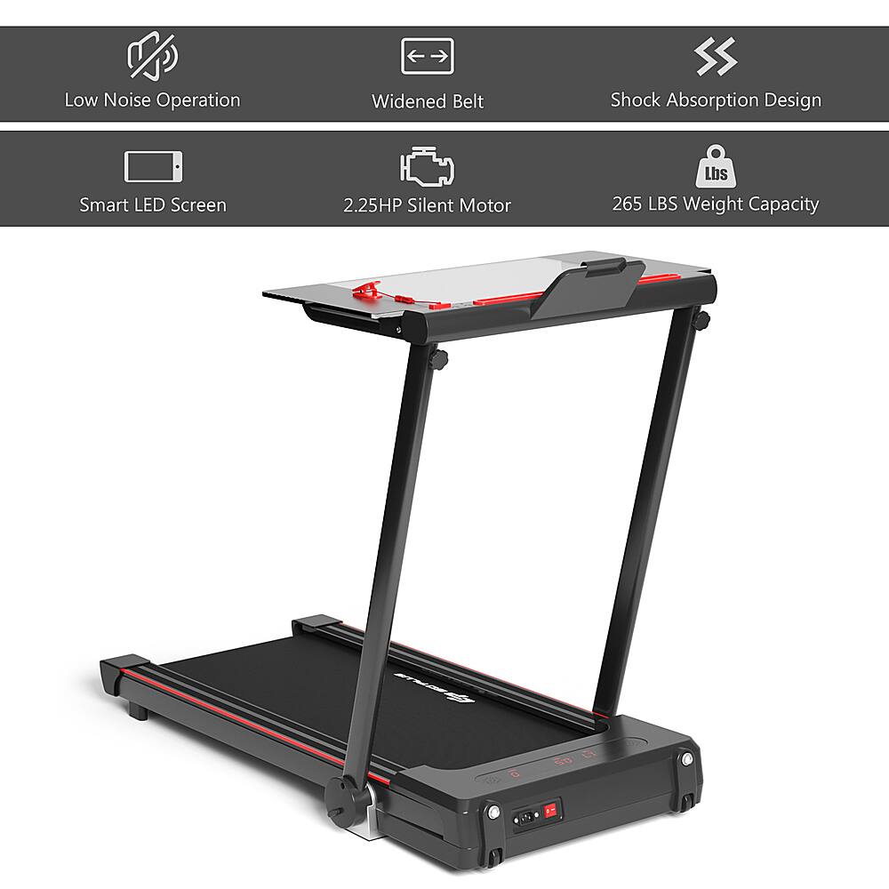 Costway - 2.25HP 3-in-1 Folding Treadmill W/Table Speaker Remote Control Home Office - Black - Image 8