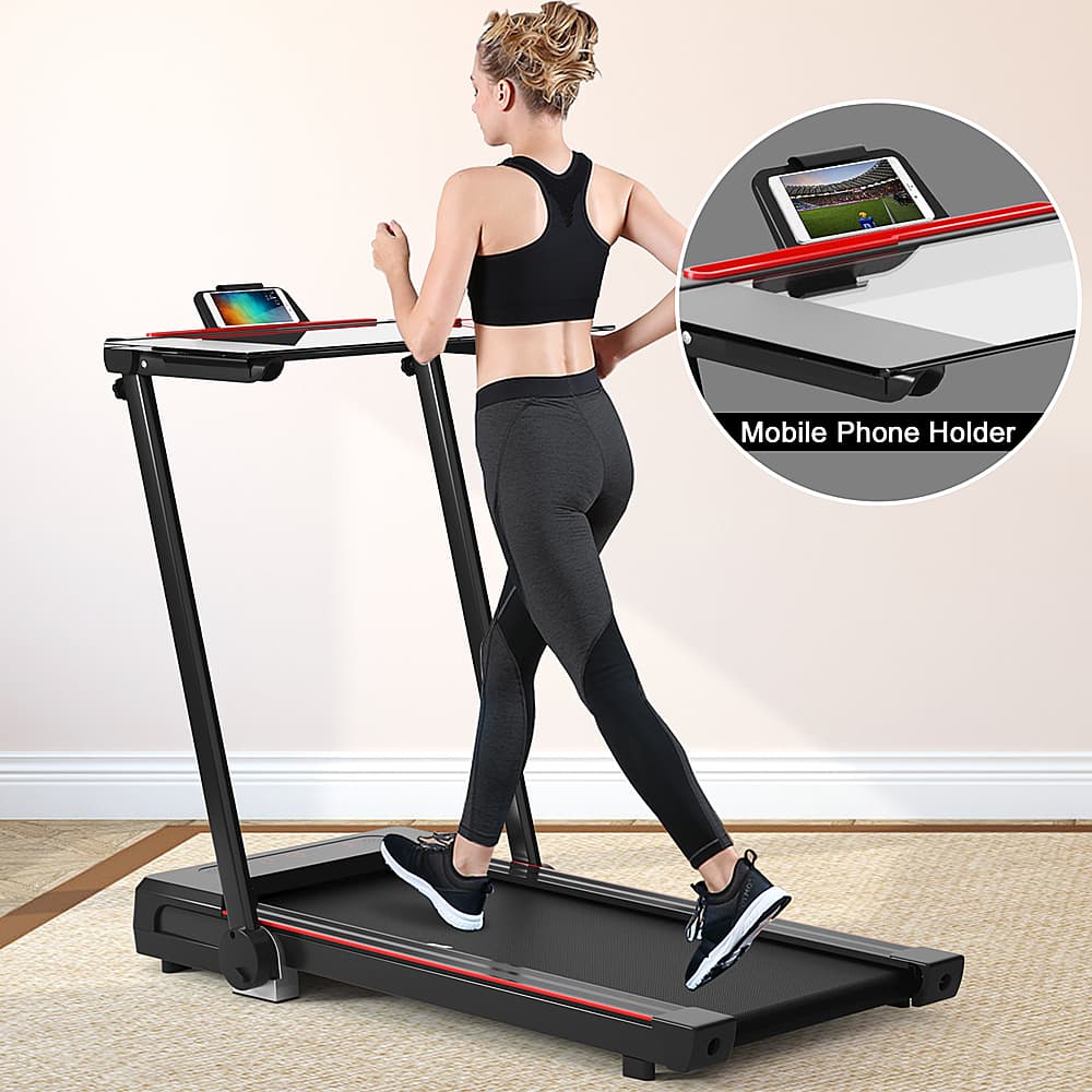 Costway - 2.25HP 3-in-1 Folding Treadmill W/Table Speaker Remote Control Home Office - Black - Image 10