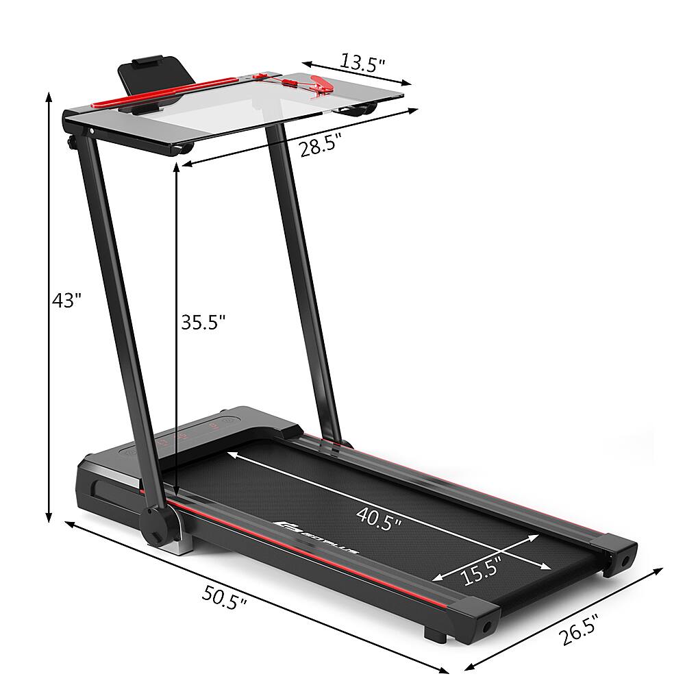 Costway - 2.25HP 3-in-1 Folding Treadmill W/Table Speaker Remote Control Home Office - Black - Image 12