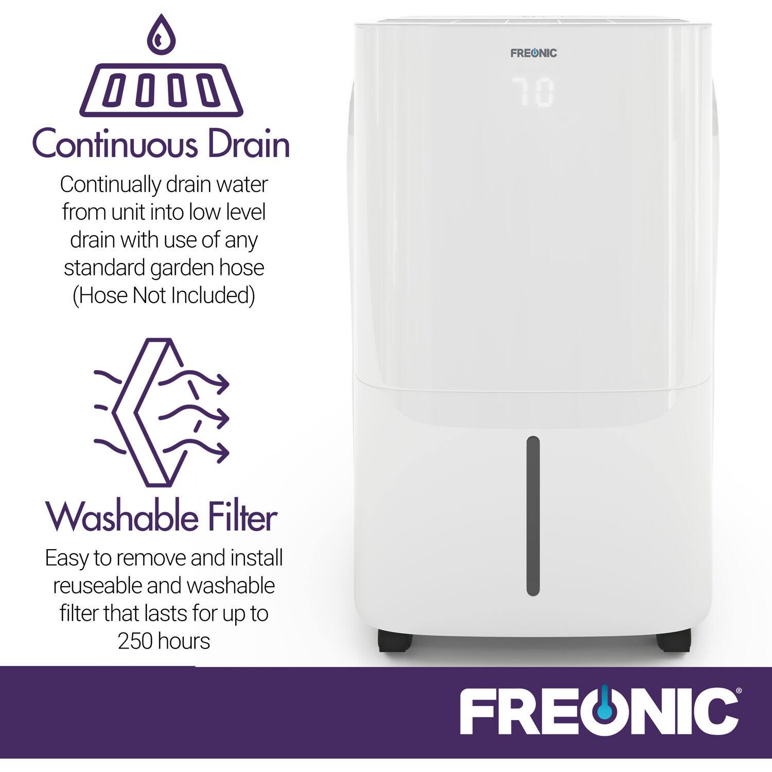 Freonic - 35 Pint Dehumidifier - White - Image 8