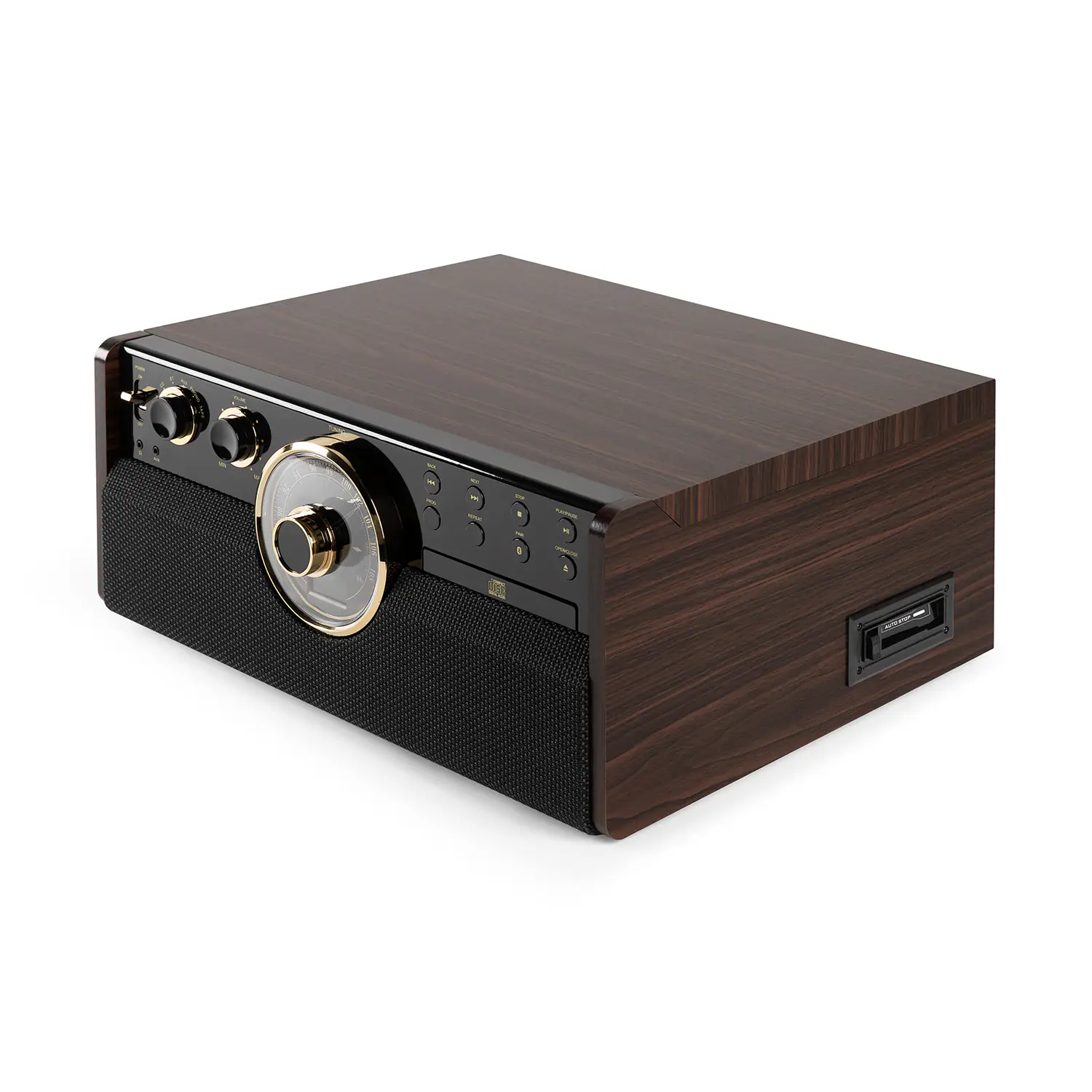 Victrola - Empire Bluetooth 6-in-1 Record Player - Gold/Brown/Black - Image 3