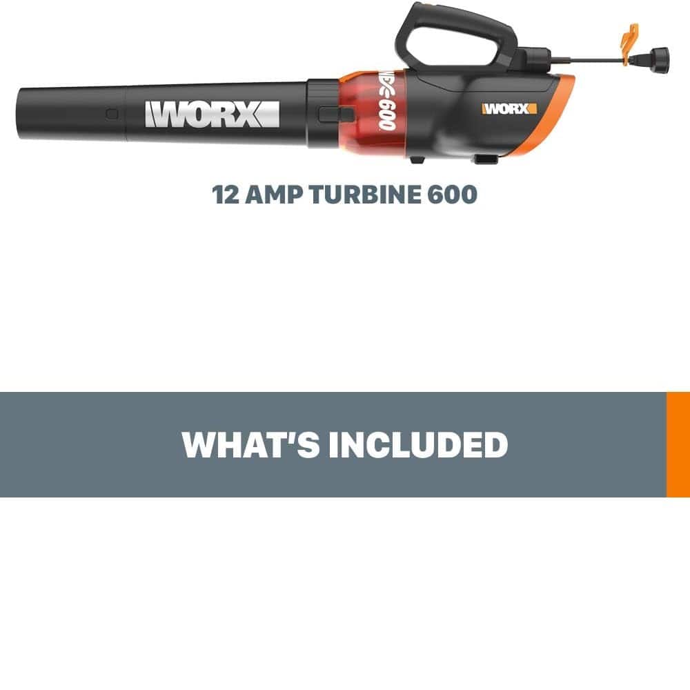 WORX - 12 Amp TURBINE 110 MPh 600 CFM Electric Leaf Blower - Black - Image 5