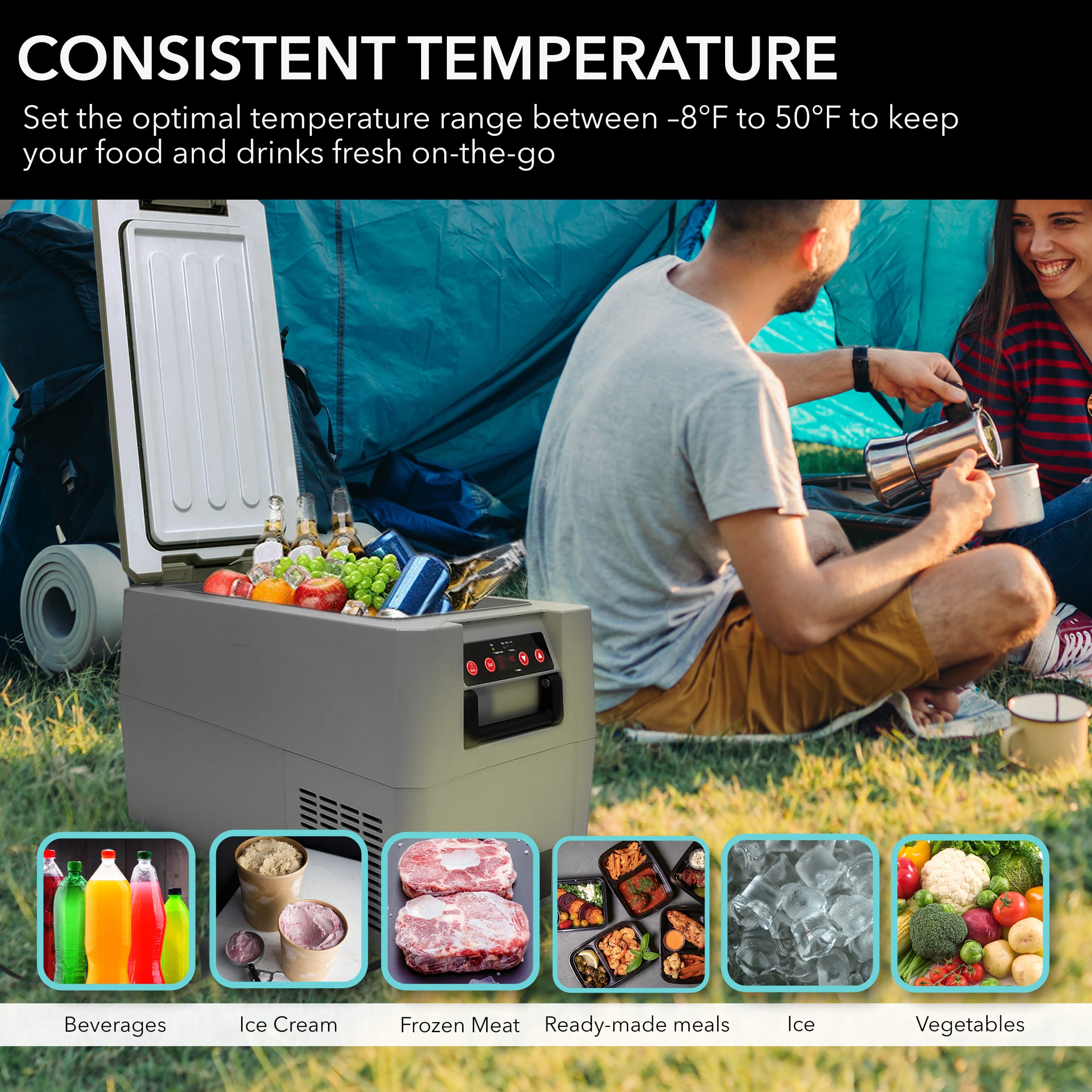 Whynter - 34 Quart Compact Portable Freezer Refrigerator with 12v DC Option - Gray - Image 6