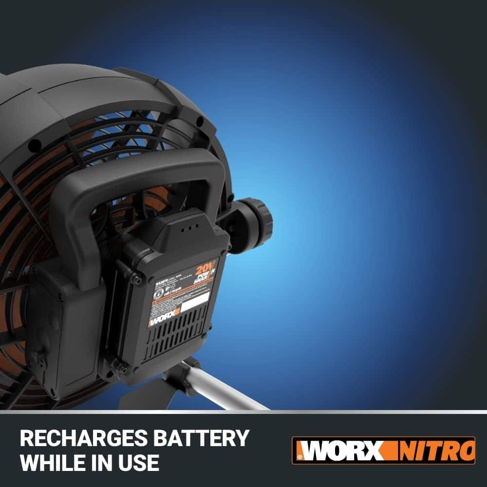 WORX - Nitro 20V Power Share Cordless 9" Work Fan with Battery and Charger - Black - Image 10