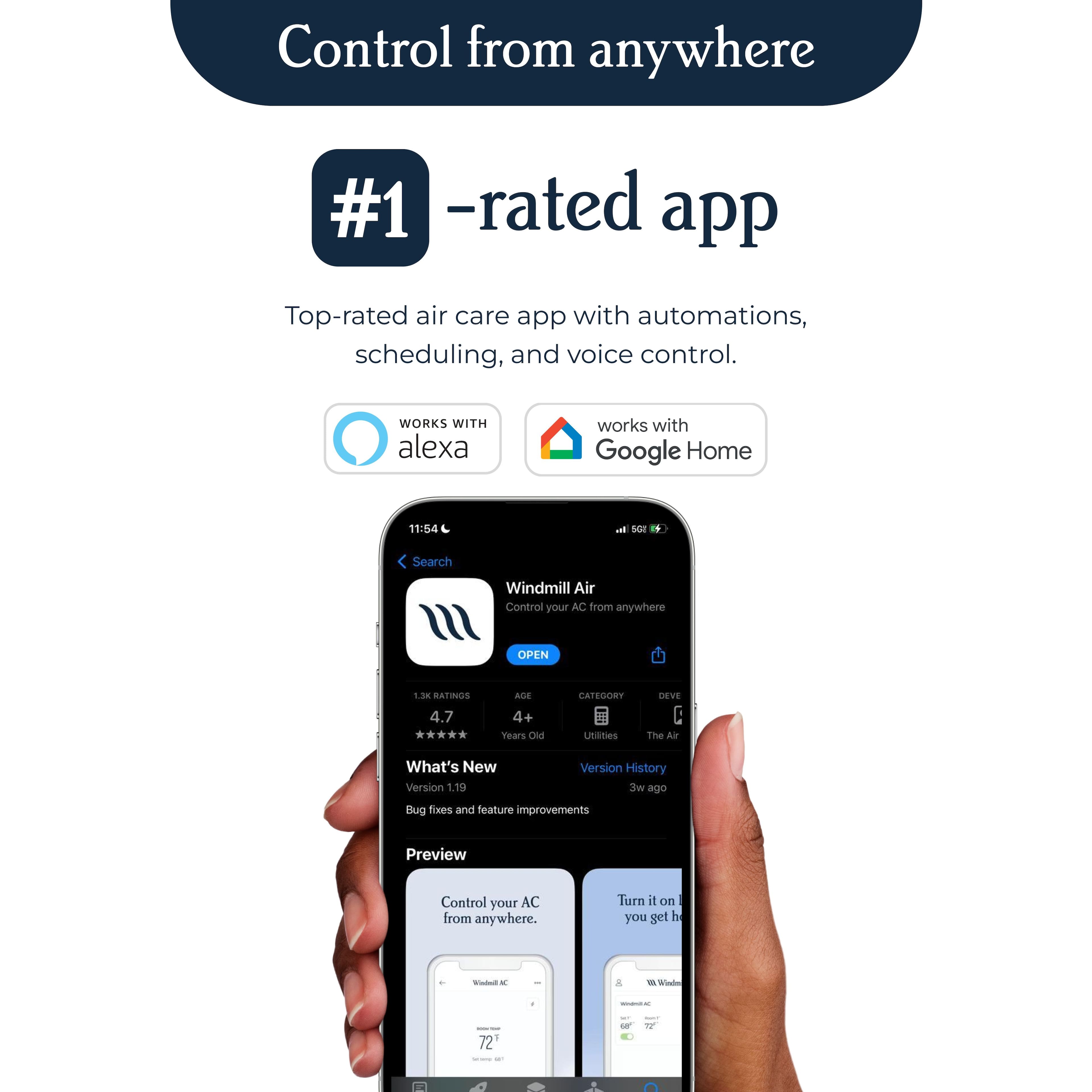 Windmill - WhisperTech 8,000 BTU Smart Window Air Conditioner with Inverter Technology - White - Image 5