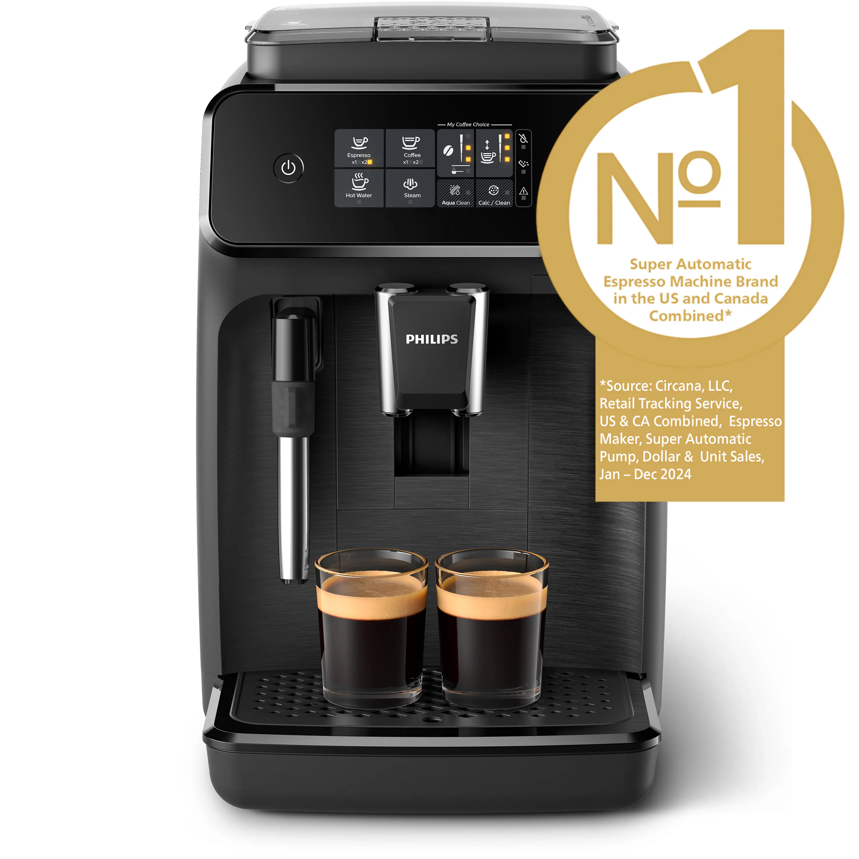 Philips - 1200 Fully Automatic Espresso and Coffee Machine with Milk Frother - Black - Image 2