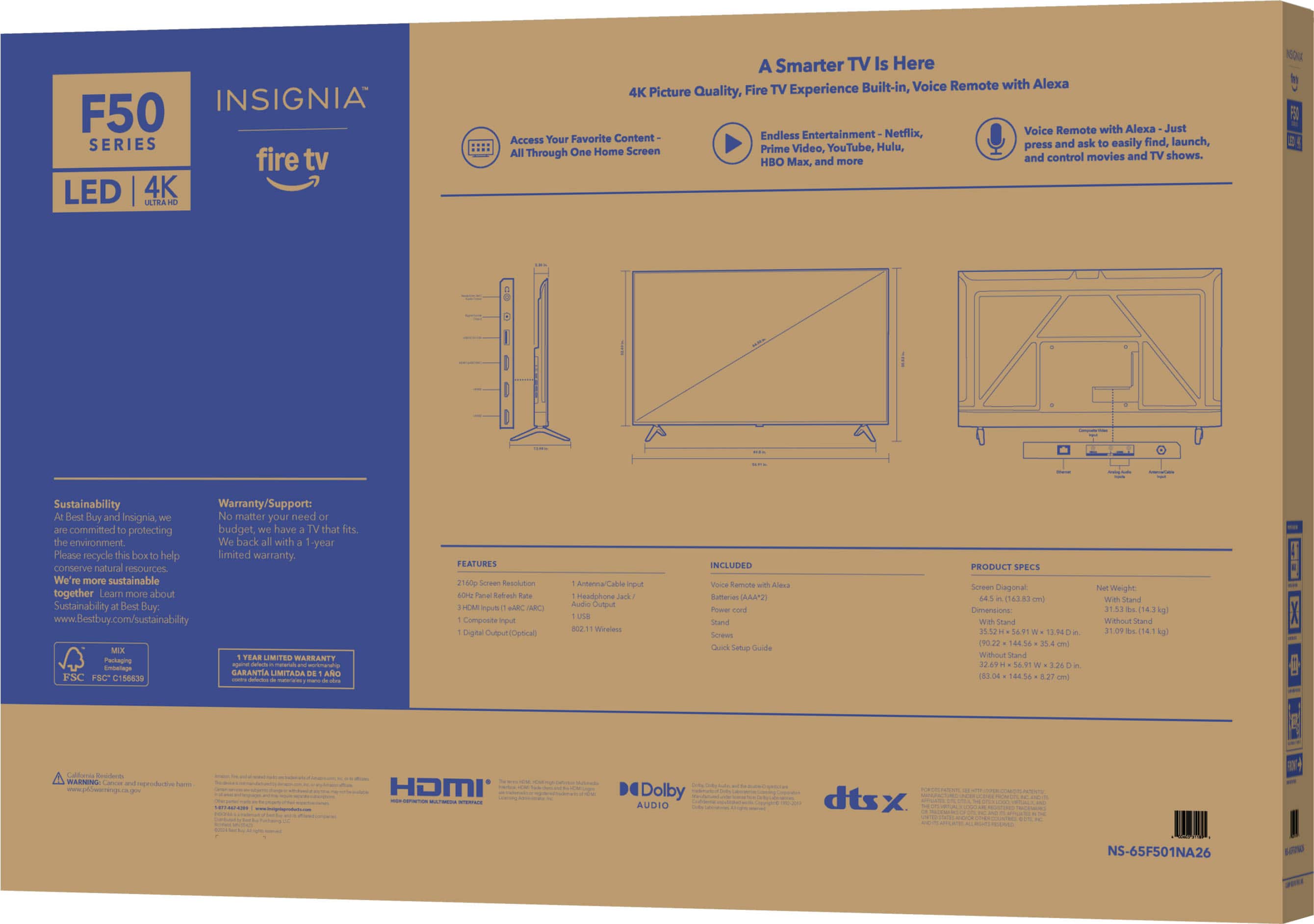 Insignia™ - 65” Class F50 Series LED 4K UHD Smart Fire TV - Image 11