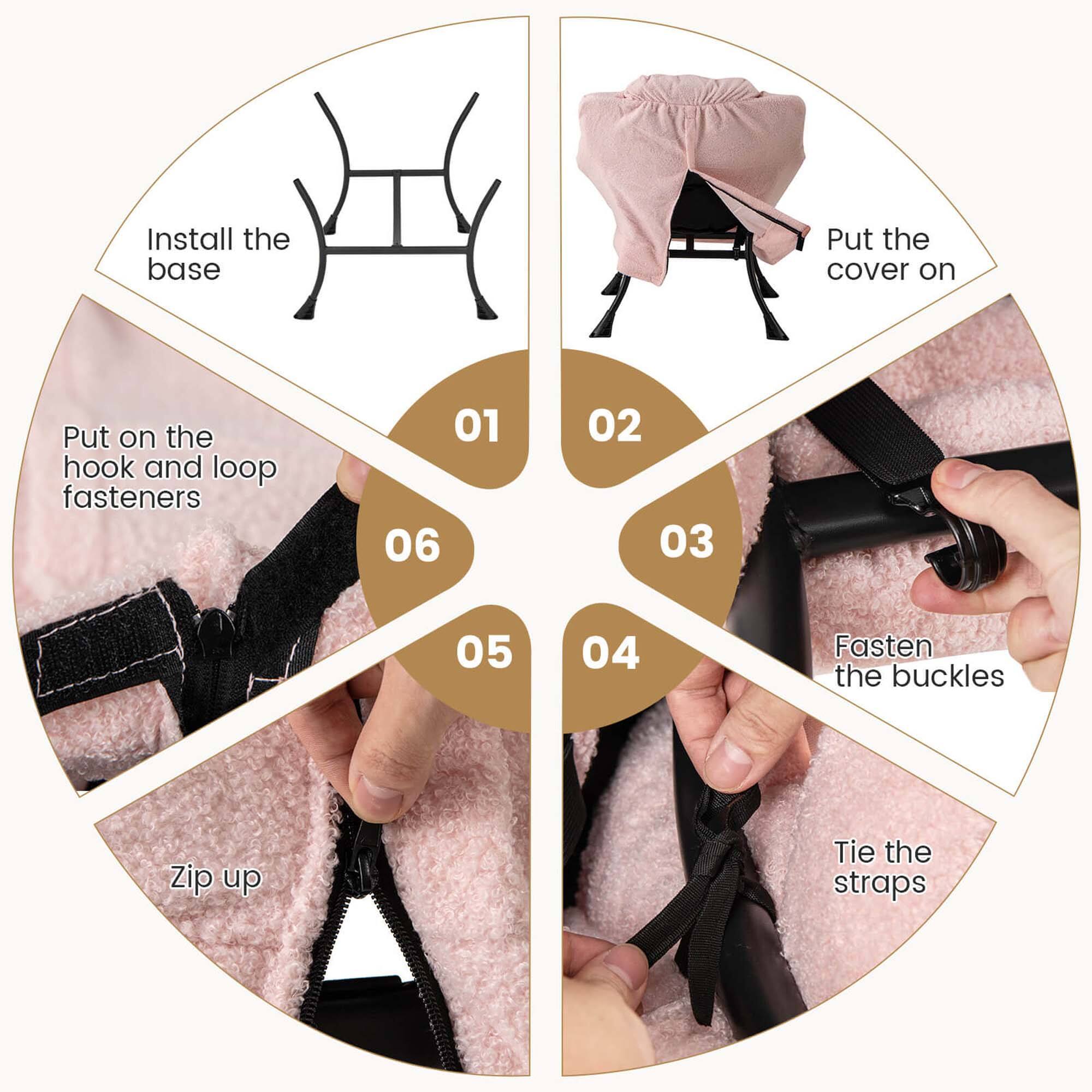 Costway - Lazy Leisure Armchair with Folding Footrest and Storage Pocket - Pink - Image 5