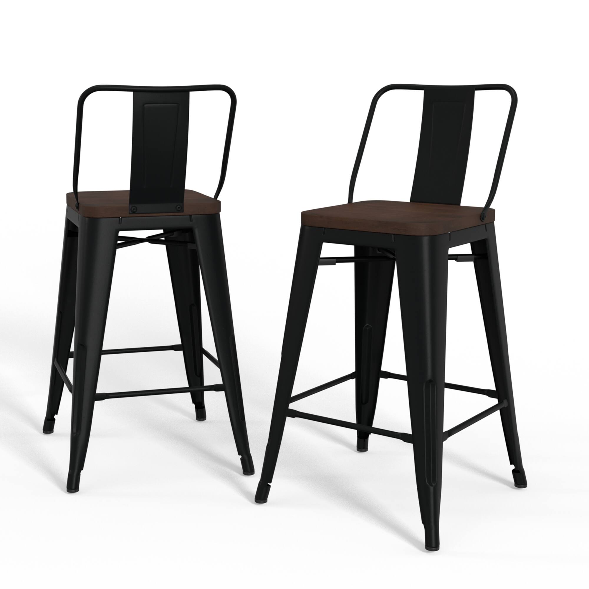 Simpli Home - Rayne Metal and Wood Counter Height Stool (Set of 4) - Black - Image 6