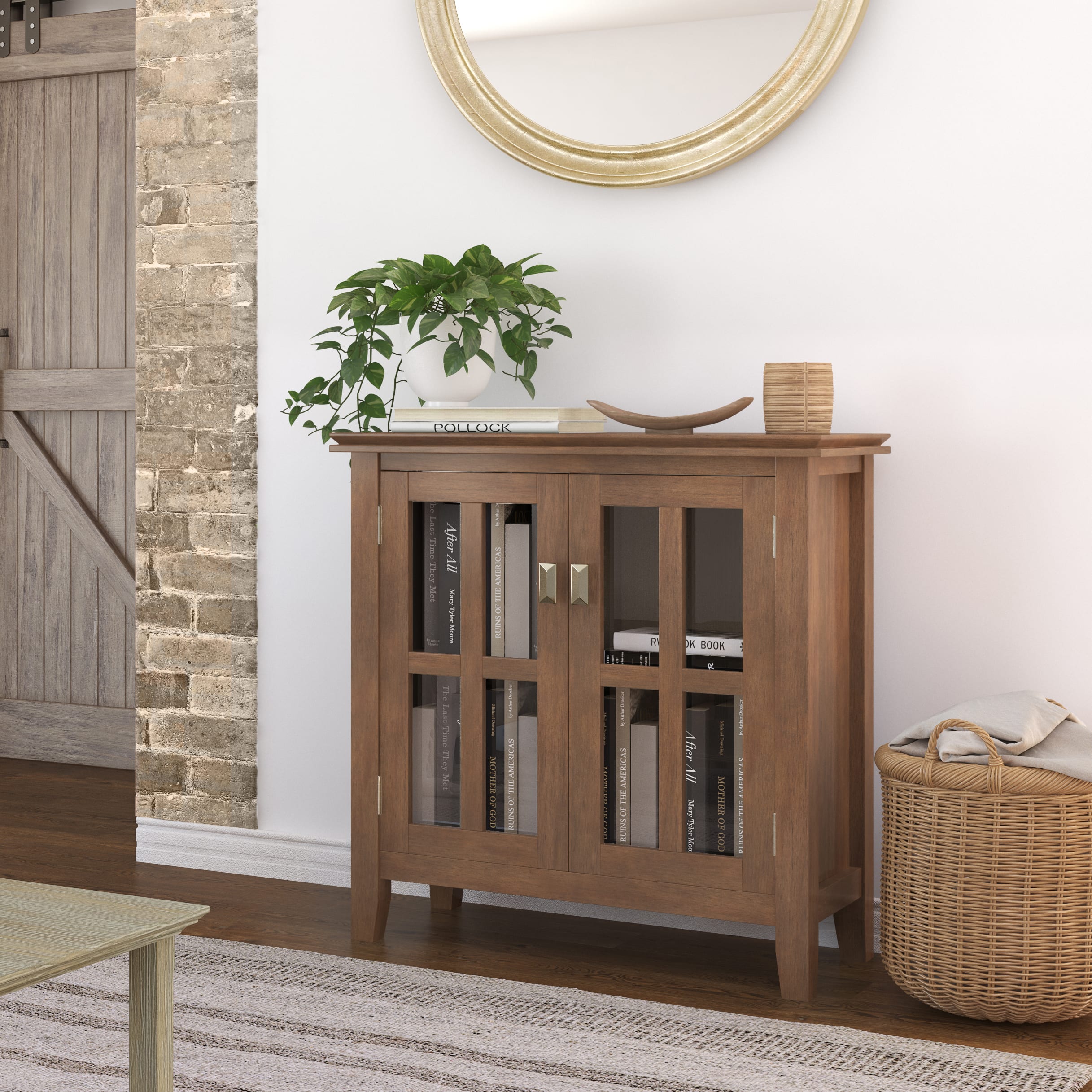 Simpli Home - Artisan Low Storage Cabinet - Rustic Natural Aged Brown - Image 3