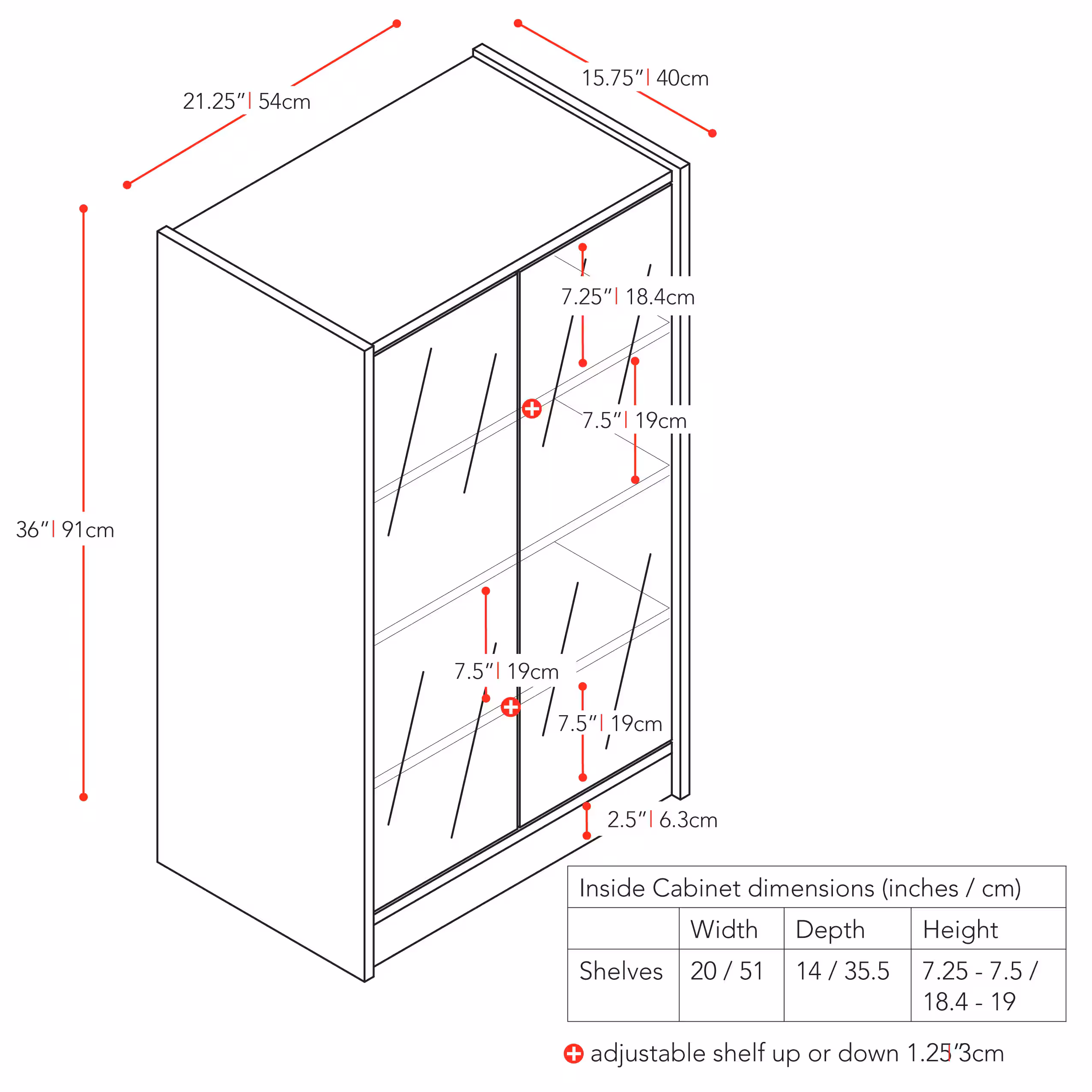 CorLiving - 4-Tier Media Stand, DVD Storage Cabinet with 3 Adjustable Shelves, Tempered Glass Doors, and Cable Management - Black - Image 4